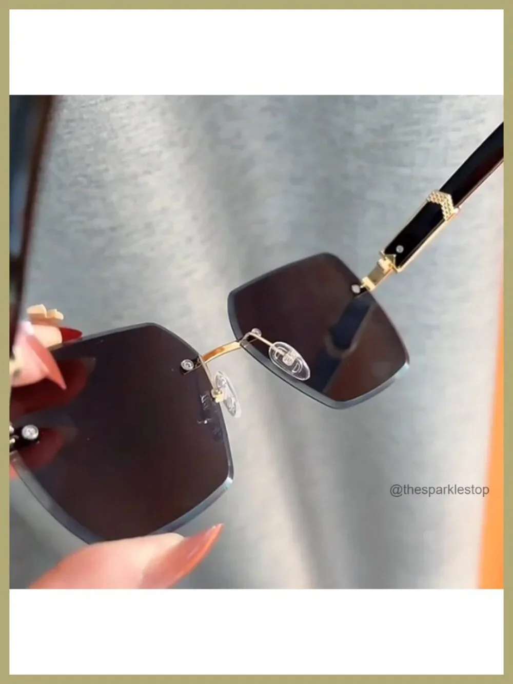 Shiratori Rimless Cut Edge Women's Gradient Sunglasses, Large Frame